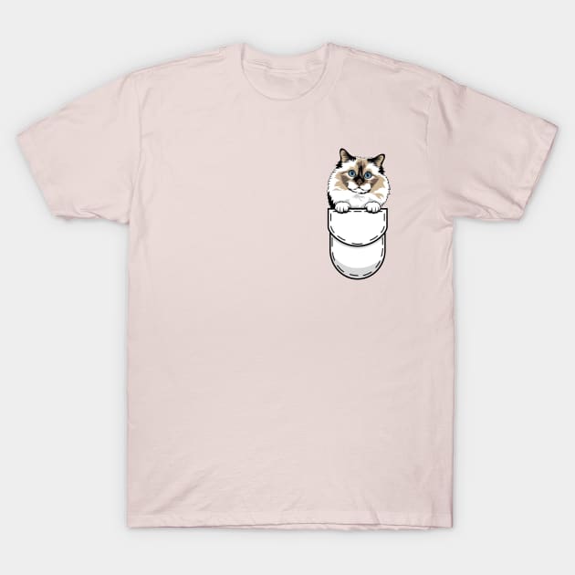 Funny Birman Pocket Cat T-Shirt by Pet My Dog